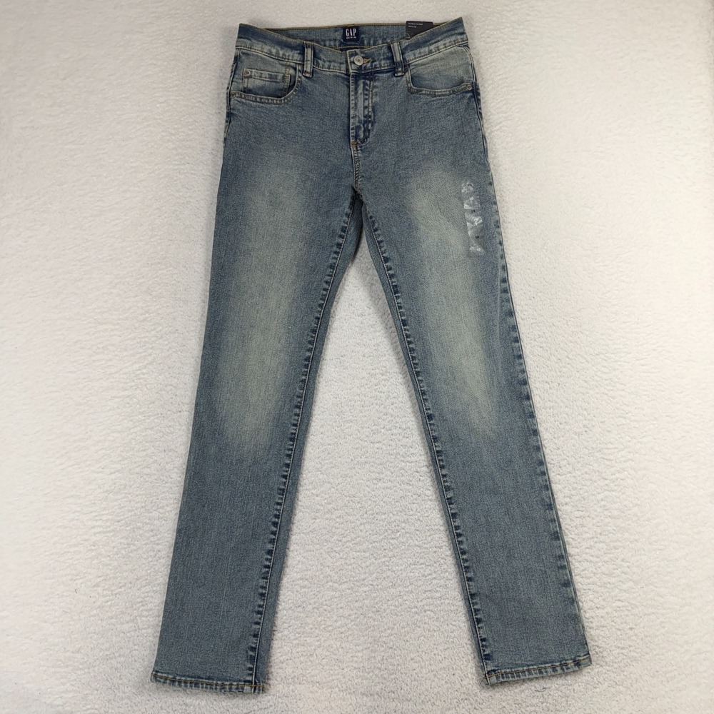 Gap Kids Boys Stretch Skinny Fit Jeans Blue Size 18 (28x29) Adjustable NWT